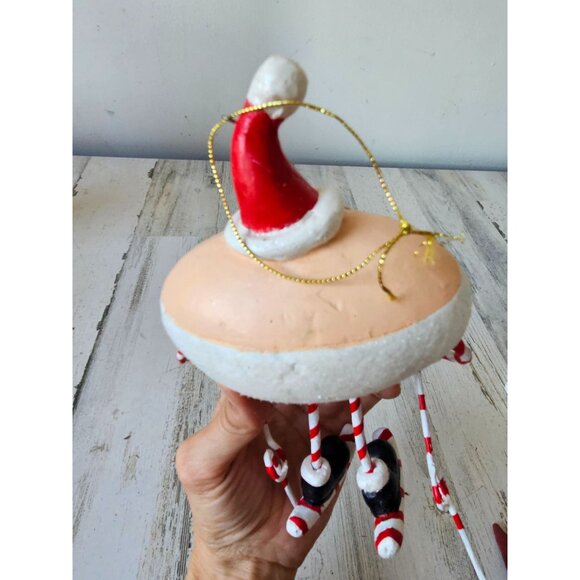 Vintage Santa skiing skier unique ornament Xmas tree large - Picture 5 of 9